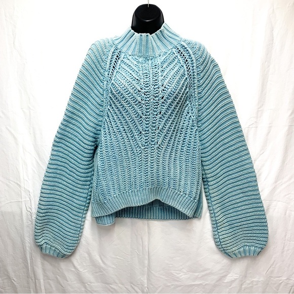 Free People WOMENS CHUNKY KNIT OVERSIZED SWEATER OCEAN PEARL - Picture 2 of 8